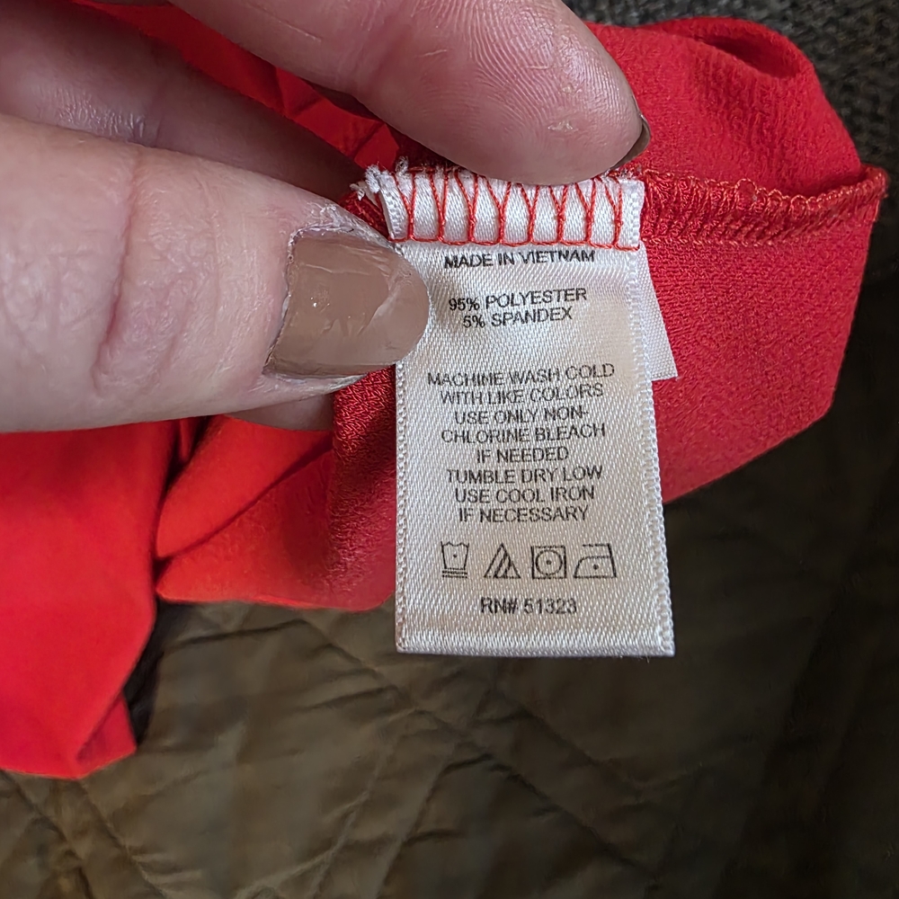CeCe Vibrant Red Ruffle Sleeve Blouse - Picture 3 of 3